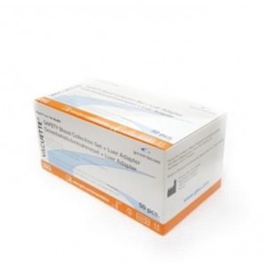 Vacuette 25g Safety Butterfly Collection Needle Set w/ Luer Adapter , 50/ Bx